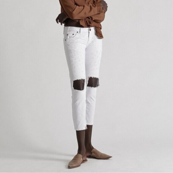 Free People One Teaspoon White Freebirds Skinny Jeans Denim Ankle Zip Denim 25 - Picture 10 of 16